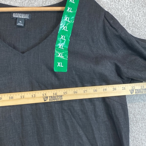 Nicole Miller linen shift dress midi black minimalist neutral basics casual XL - Picture 3 of 8